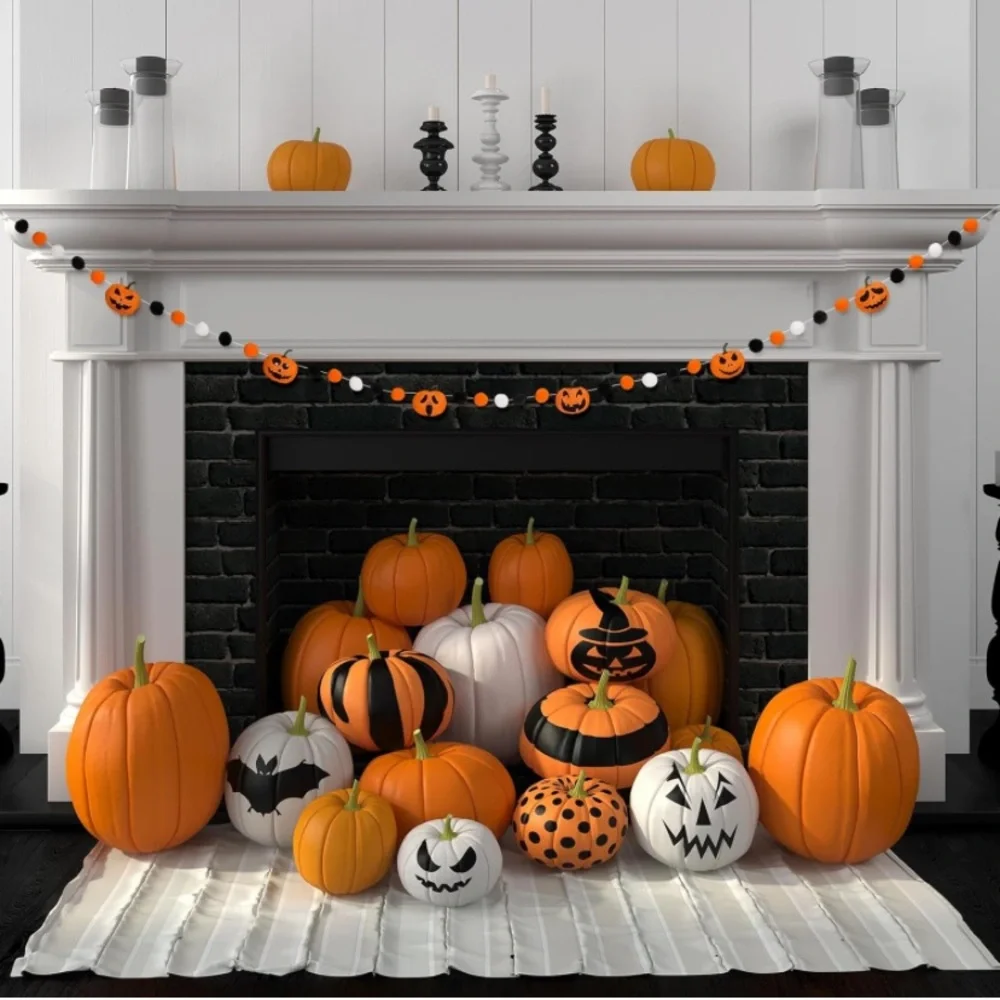 Halloween Felt Pom Pom Garland